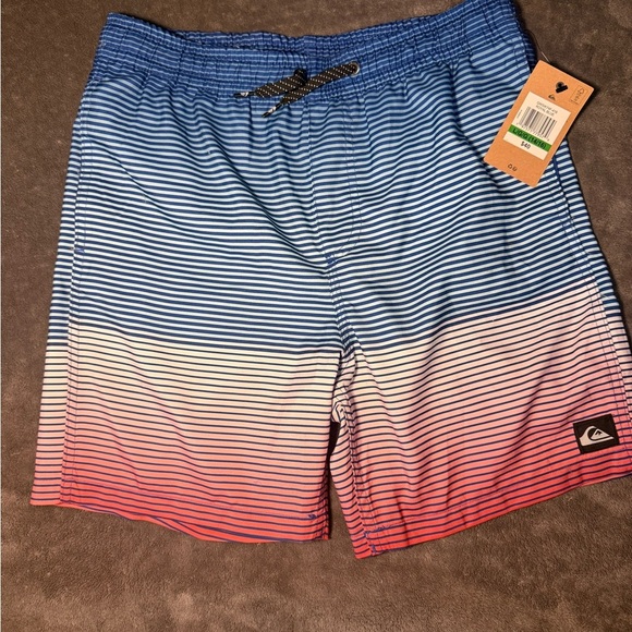 Quiksilver Other - NWT Quiksilver Large Striped Blue and Red swimming trunks